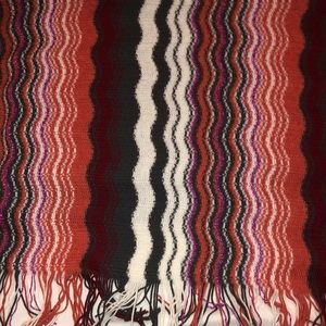 Missoni Scarf  Pink metallic,red, gray and white Approx 24”X36”